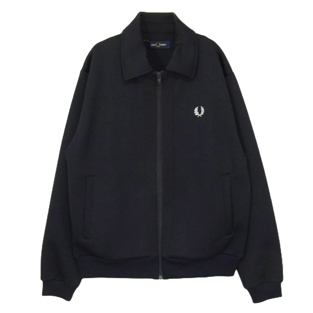 FRED PERRY フレッドペリー ロゴ刺繍 トラック ジャケット ジャージ ネイビー系 S【中古】
