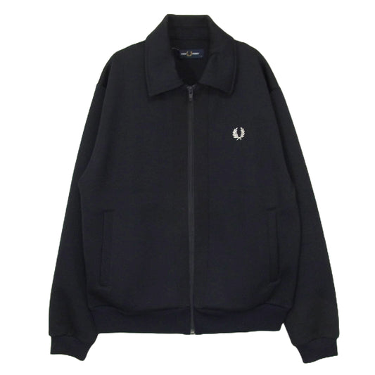 FRED PERRY フレッドペリー ロゴ刺繍 トラック ジャケット ジャージ ネイビー系 S【中古】