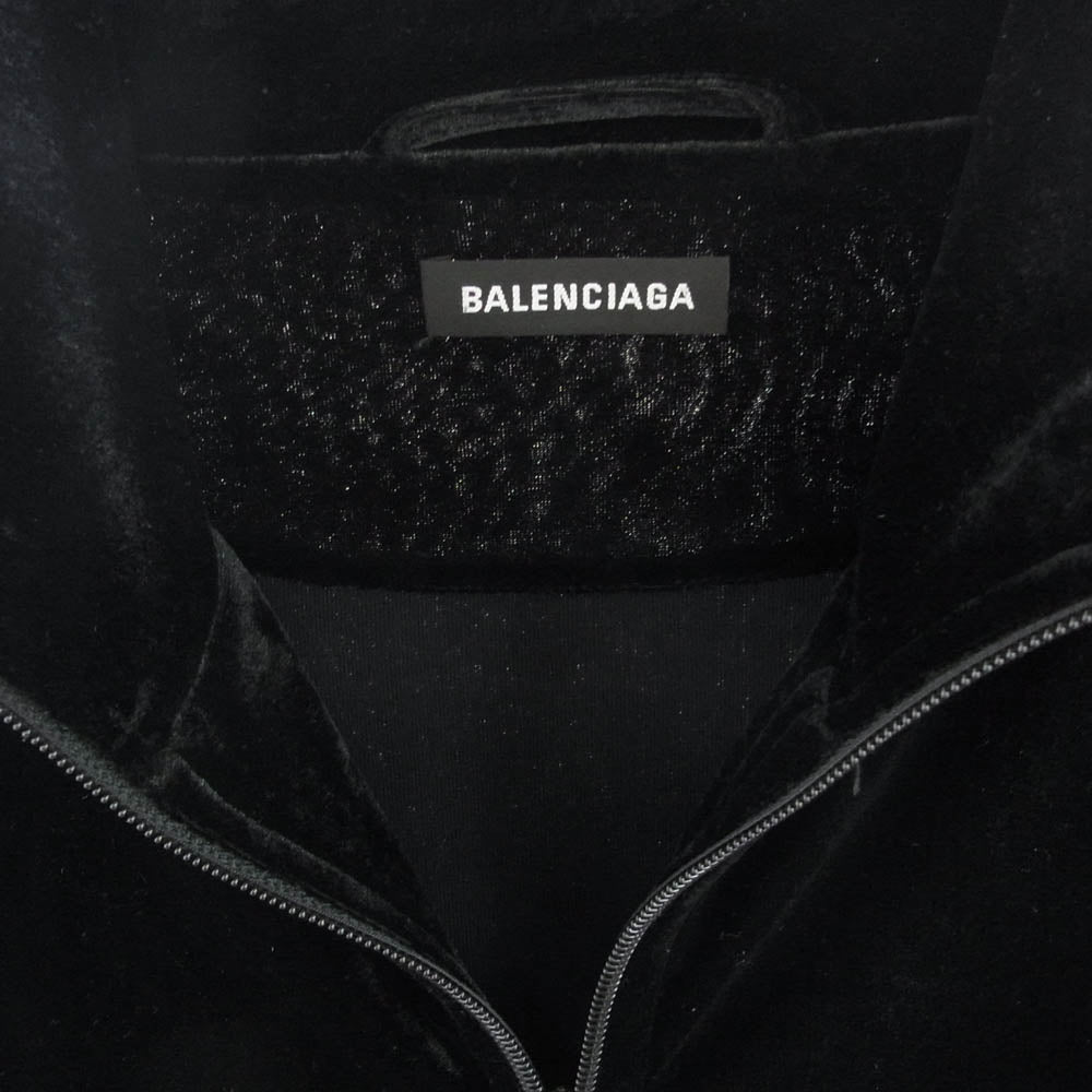 BALENCIAGA バレンシアガ 535814 TWK17 VELVET TRACKSUIT JACKET ベルベット トラックスーツ ジャケット ブラック系 XS【中古】