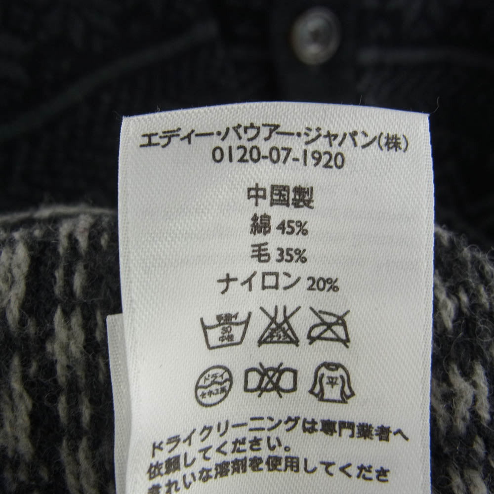 Eddie Bauer エディー・バウアー ノルディック ハイネック カーディガン ブラック系 グレー系 L【中古】