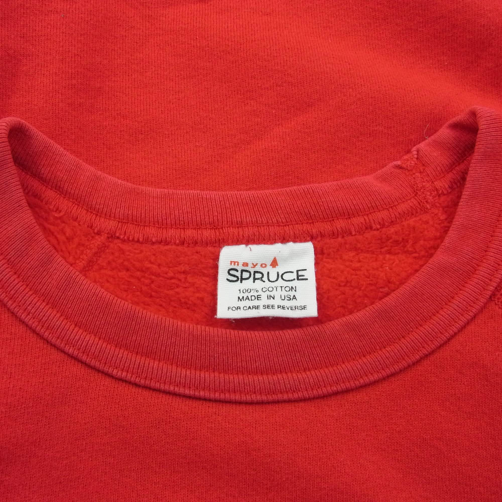 メイヨー スプルース USA製 プリント ラグラン スウェット 赤系 レッド系 M【中古】