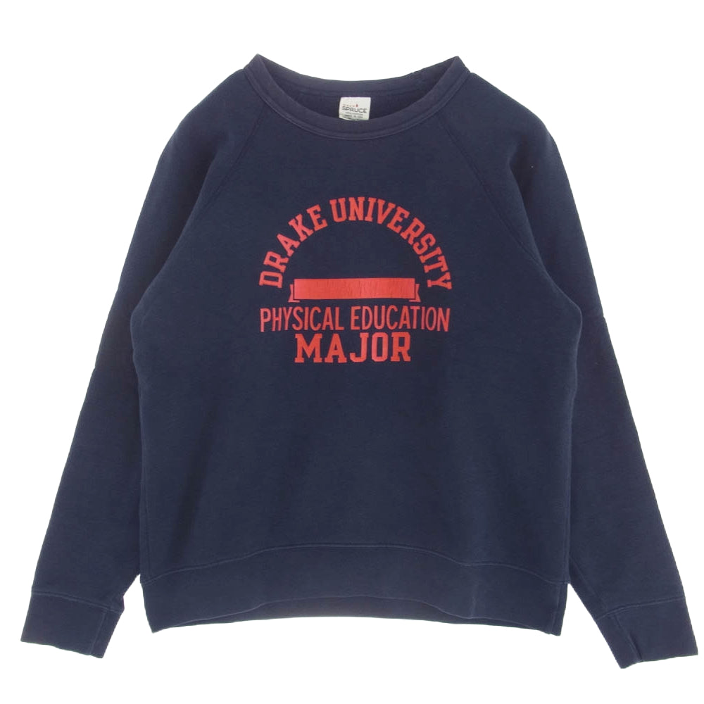 メイヨー スプルース USA製 カレッジプリント ラグラン スウェット ネイビー系 M【中古】