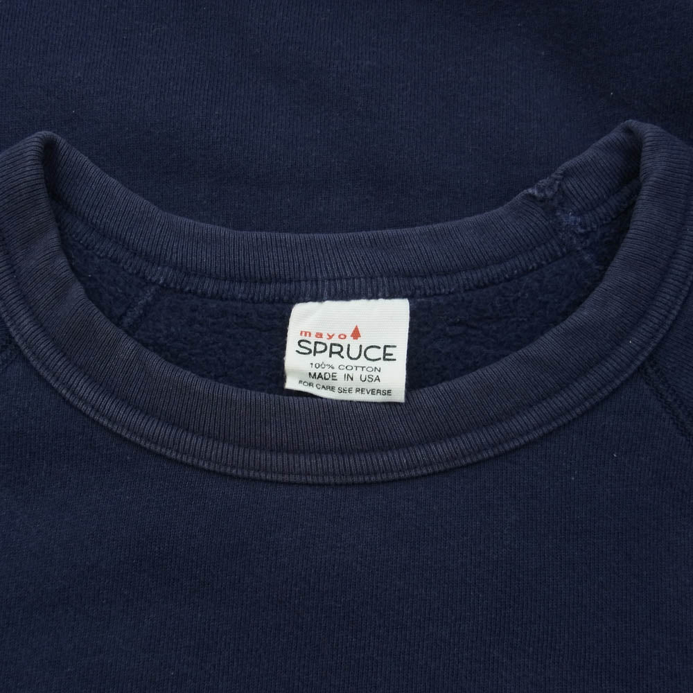 メイヨー スプルース USA製 カレッジプリント ラグラン スウェット ネイビー系 M【中古】