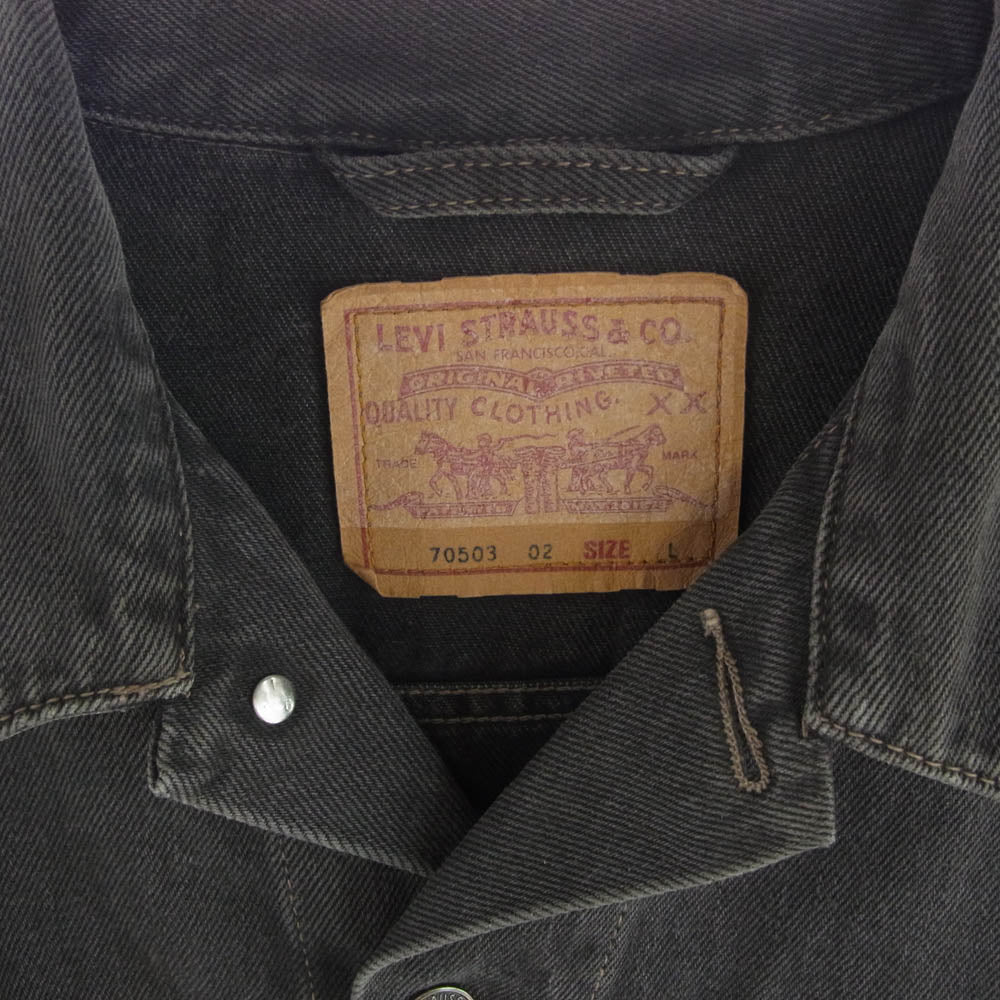 Levi's リーバイス 90s イタリア製 ユーロリーバイス 70503 ブラック デニム トラッカー ジャケット ブラック系 L【中古】