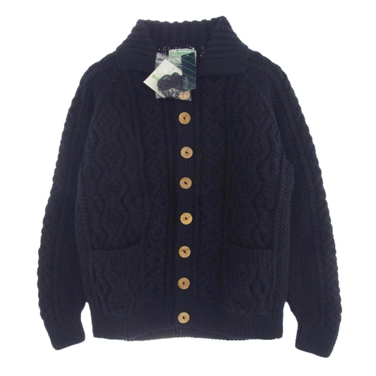 INVERALLAN インバーアラン スコットランド製 3A ウール カーディガン ネイビー系 40【極上美品】【中古】