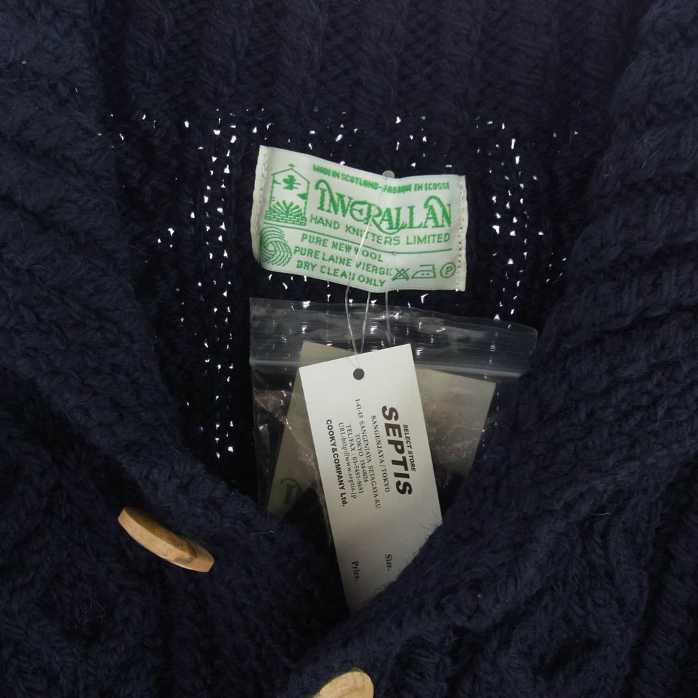 INVERALLAN インバーアラン スコットランド製 3A ウール カーディガン ネイビー系 40【極上美品】【中古】