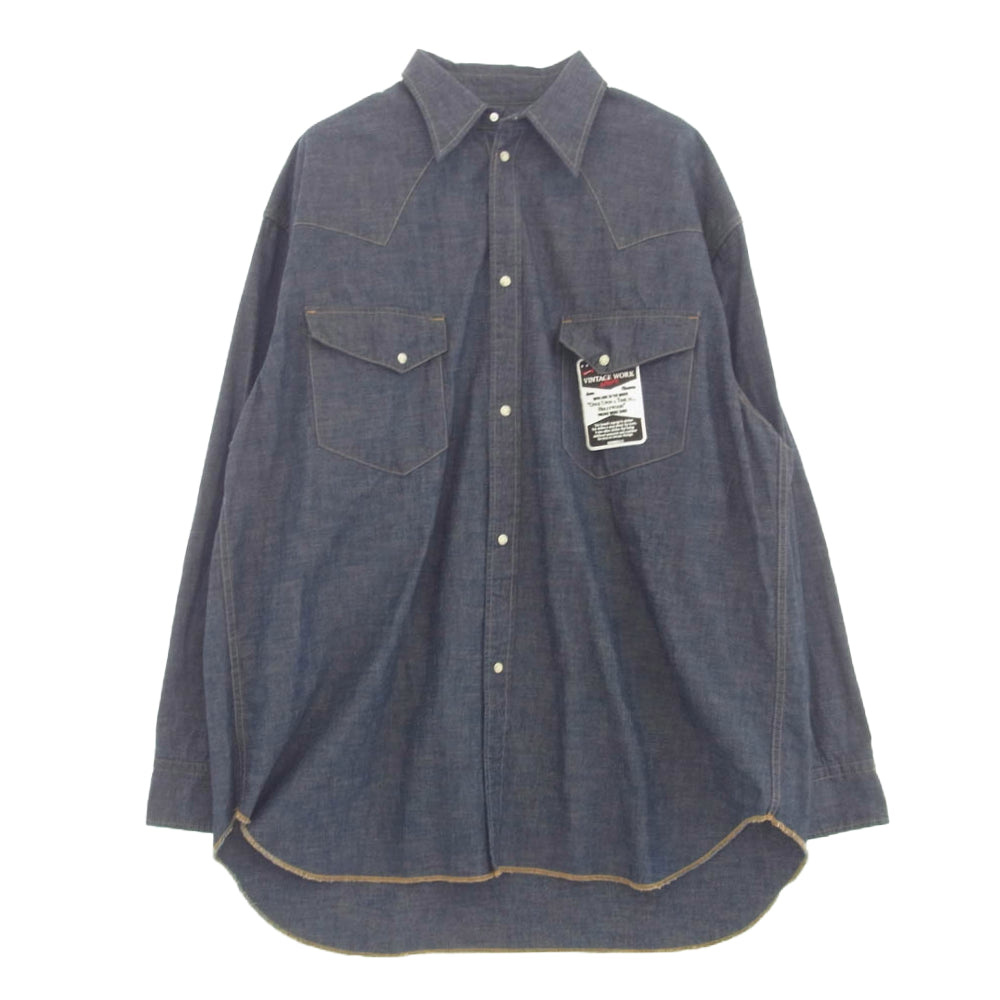 ダイリク 24SS 24SS S-4 Onewash Denim Western Over Shirt ワンウォッシュ デニム ウエスタン オーバー シャツ インディゴブルー系 L【新古品】【未使用】【中古】
