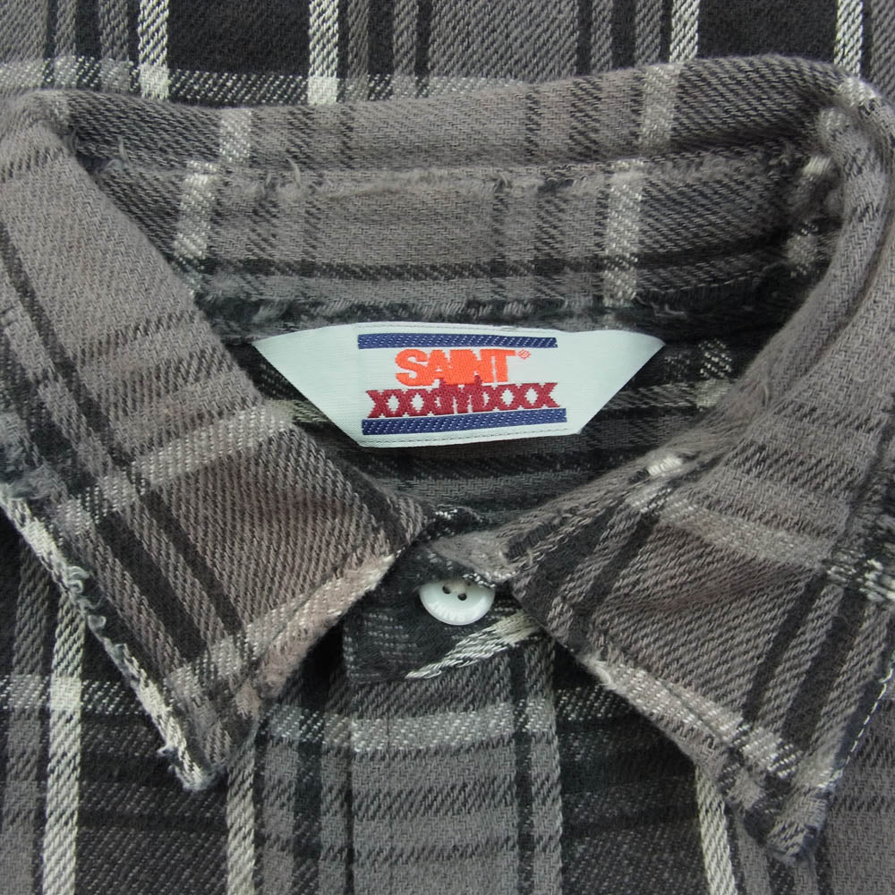 SAINT MICHAEL セントマイケル 24AW SM-YS1-0000-023 SAINT Mxxxxxx FLANNEL SHIRT ダメージ加工 フランネルシャツ チェックシャツ マルチカラー系 M【中古】