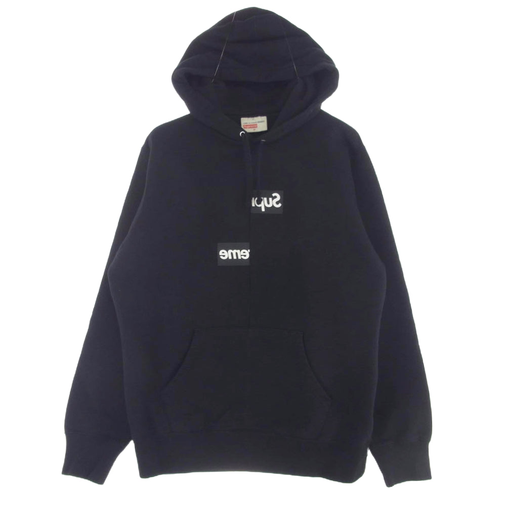 Supreme シュプリーム 18AW COMME des GARCONS SHIRT Split Box Logo Hooded Sweatshirt コムデギャルソン スプリット ボックスロゴ スウェット プルオーバー パーカー ブラック系 M【中古】