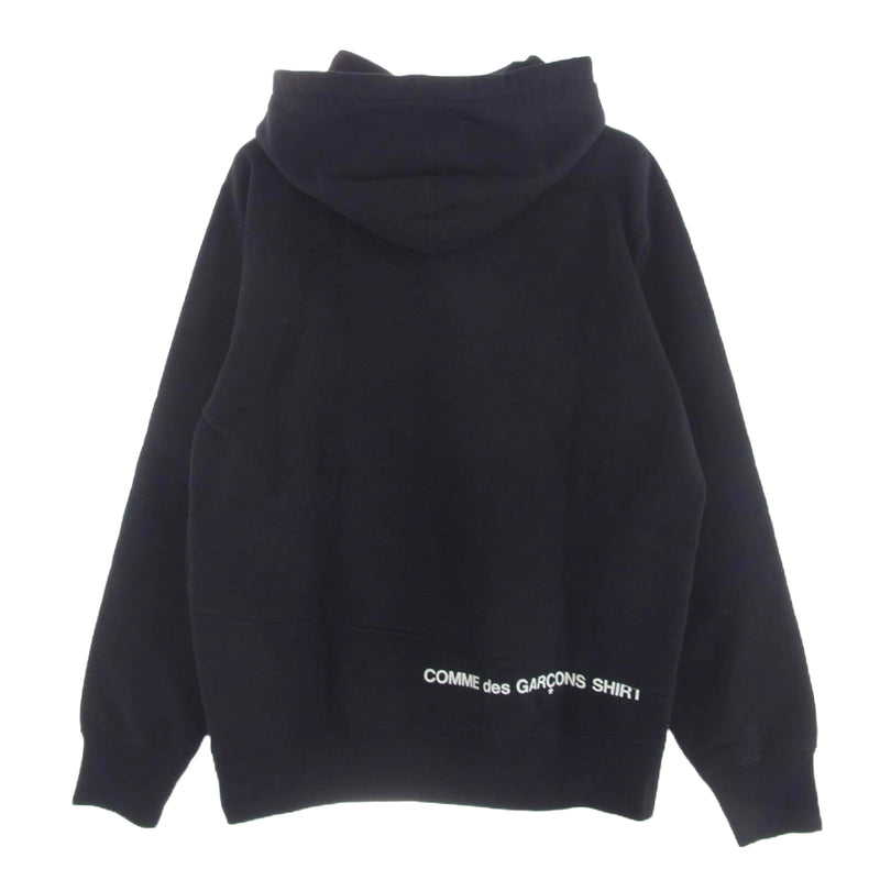 Supreme シュプリーム 18AW COMME des GARCONS SHIRT Split Box Logo Hooded Sweatshirt コムデギャルソン スプリット ボックスロゴ スウェット プルオーバー パーカー ブラック系 M【中古】