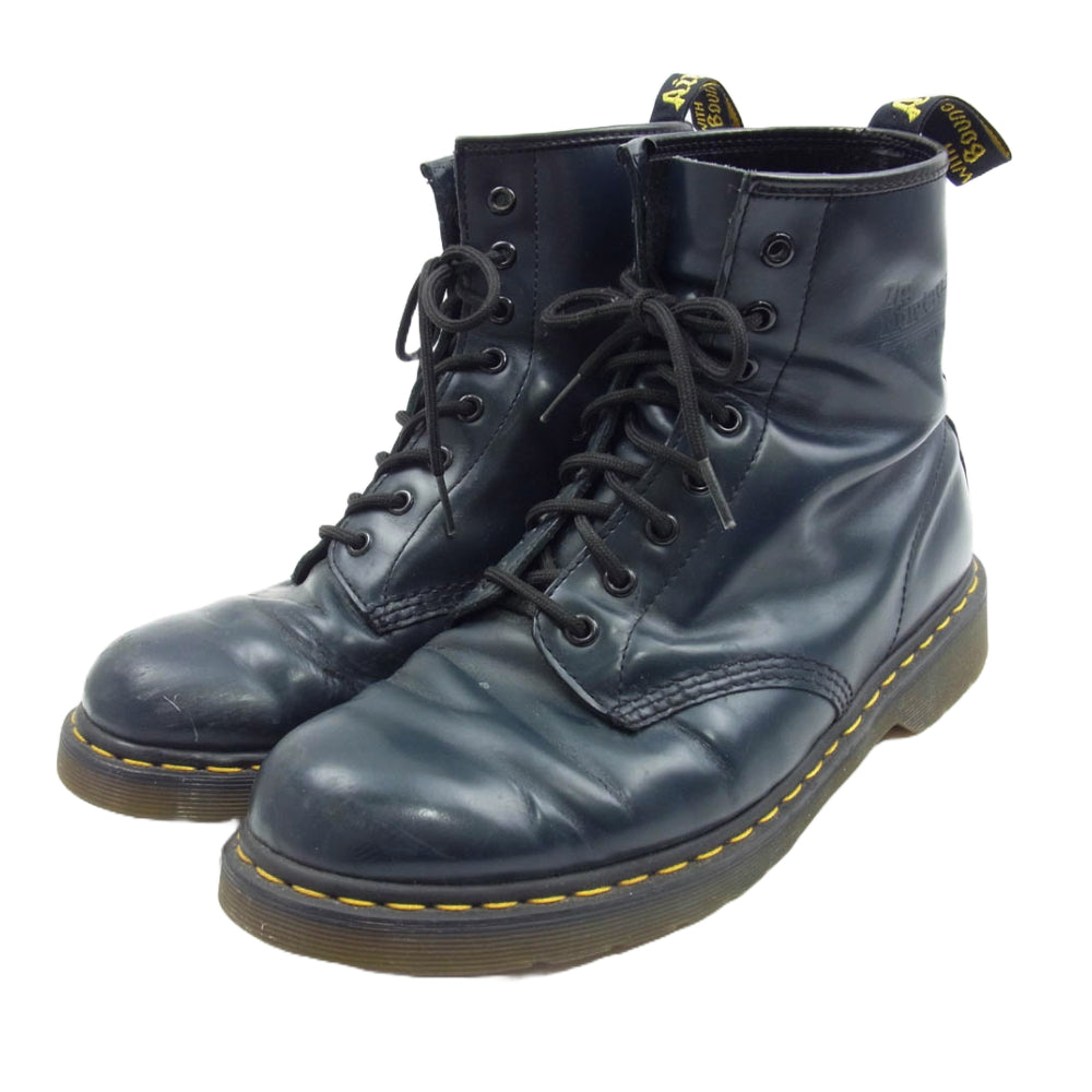 Dr.Martens ドクターマーチン 8ホール イエローステッチ レースアップ ブーツ ネイビー系 UK10【中古】