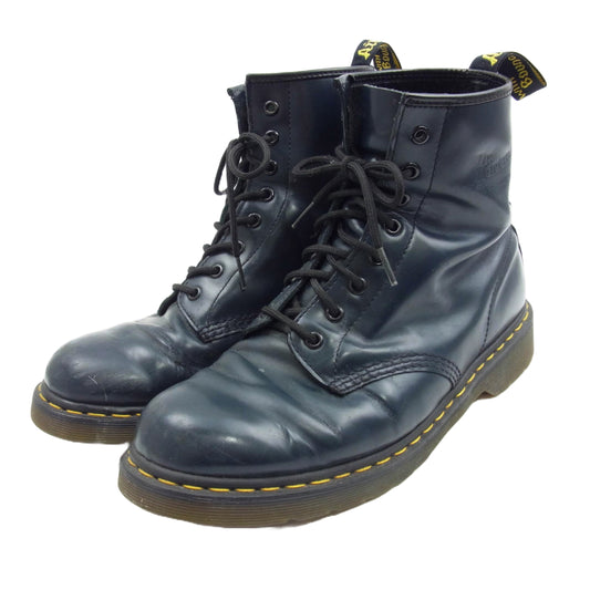 Dr.Martens ドクターマーチン 8ホール イエローステッチ レースアップ ブーツ ネイビー系 UK10【中古】