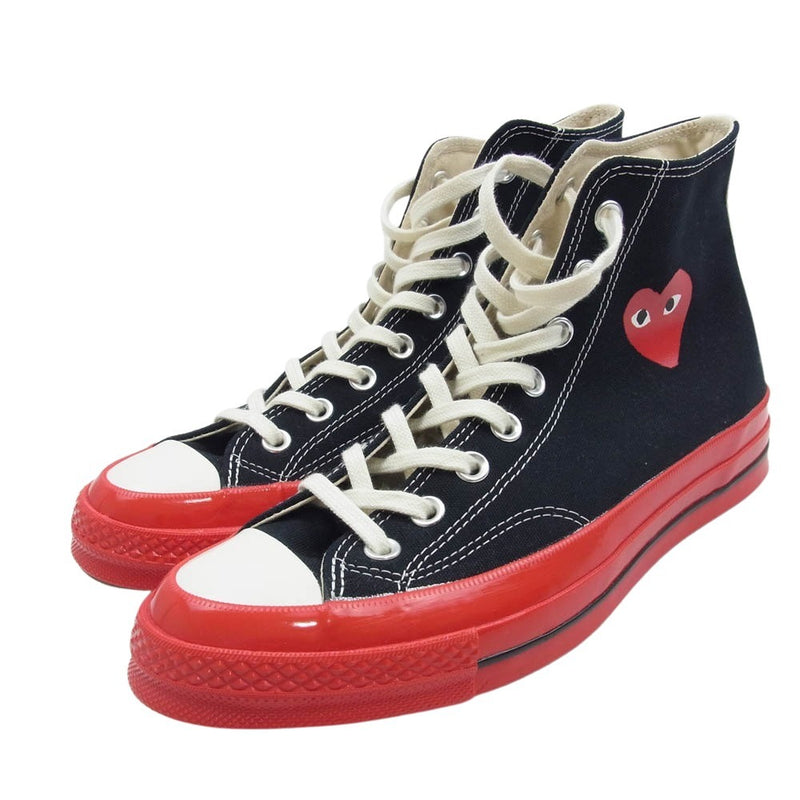 CONVERSE コンバース AZ-K124-001-1 × COMME DES GARCONS PLAY コムデギャルソン  チャックテイラー ハイカットスニーカー ブラック系 レッド系 26.5cm【極上美品】【中古】