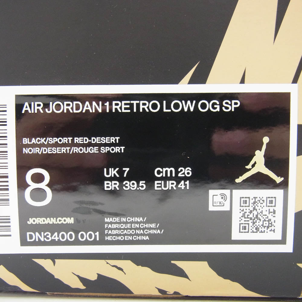 NIKE ナイキ DN3400-001 × Sole Fly Air Jordan 1 Low ソールフライ エアジョーダン1 ロー ブラック系 レッド系 26.0cm【新古品】【未使用】【中古】