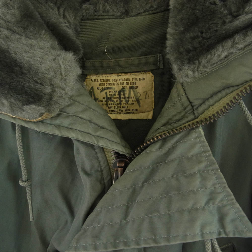 ヴィンテージ DLA100-78-C-0957 US ARMY 米軍 実物 78年製 LANCER CLOTHING N-3B フライト ジャケット カーキ系 M【中古】