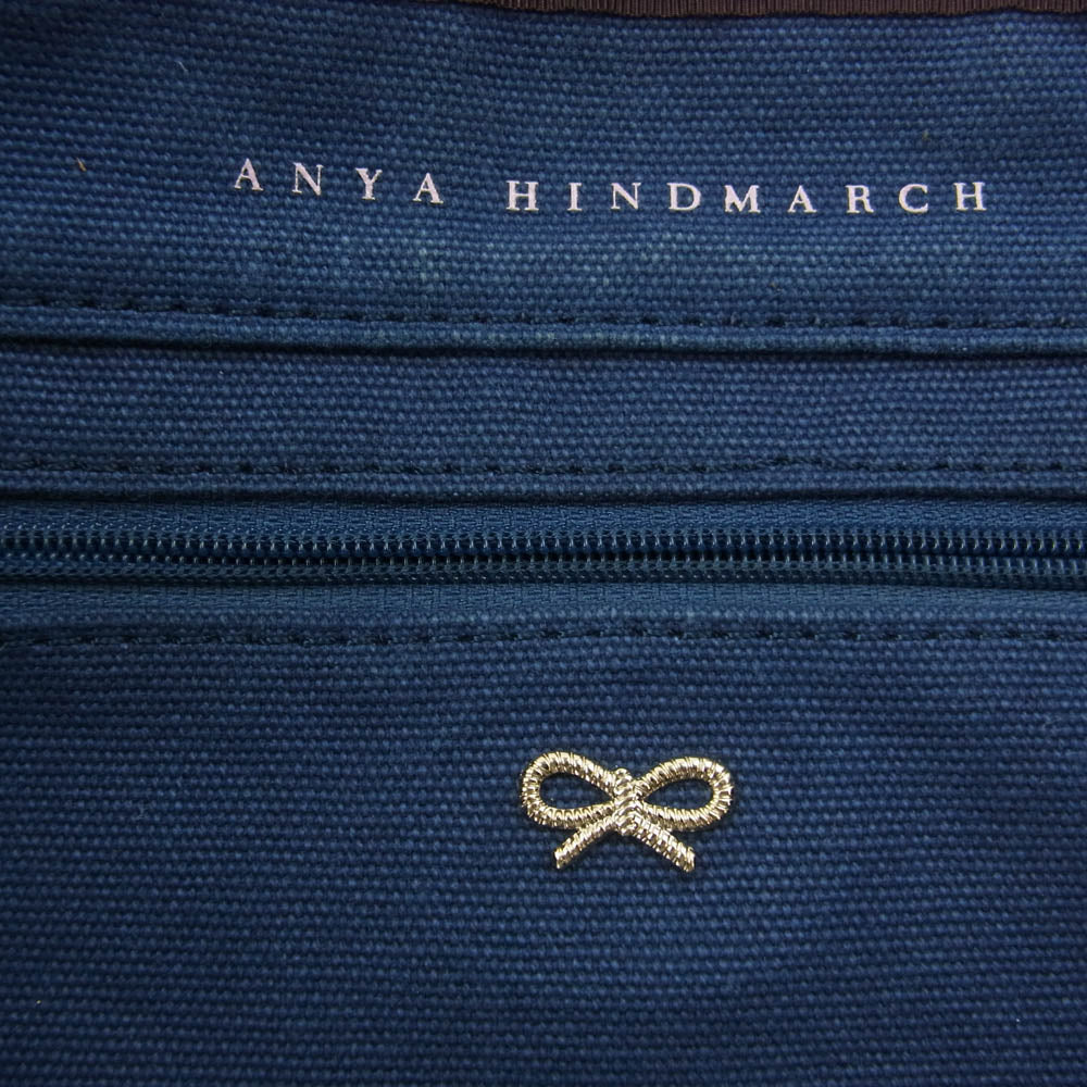 Anya Hindmarch アニヤ・ハインドマーチ CANVAS TOTE キャンバス トート バッグ ネイビー系【中古】