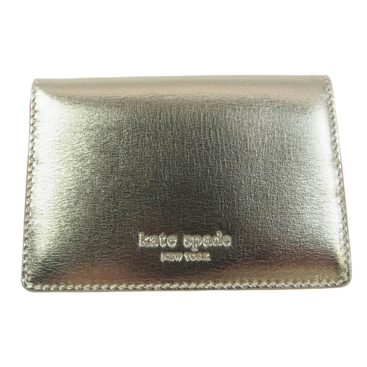 Kate Spade ケイトスペード 二つ折り カードケース ゴールド系【美品】【中古】