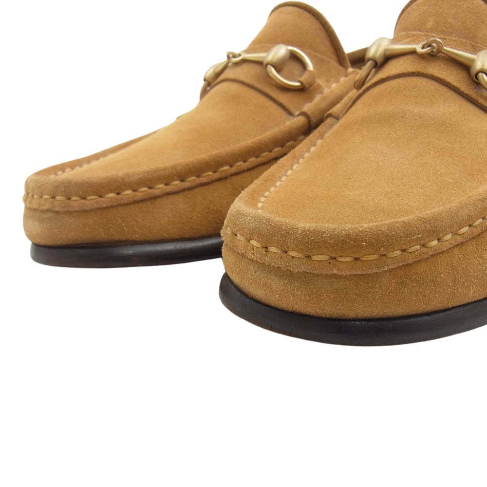 GUCCI グッチ スエード ビットモカシンシューズ ローファー ライトブラウン系 40 1/2E【中古】
