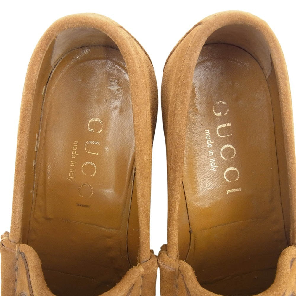 GUCCI グッチ スエード ビットモカシンシューズ ローファー ライトブラウン系 40 1/2E【中古】