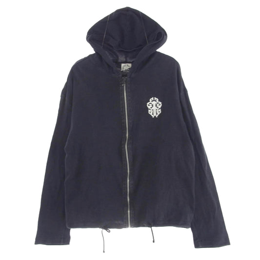 CHROME HEARTS クロムハーツ（原本無） ダガー ジップ ホースシュー バックプリント フルジップ パーカー ネイビー系 M【中古】