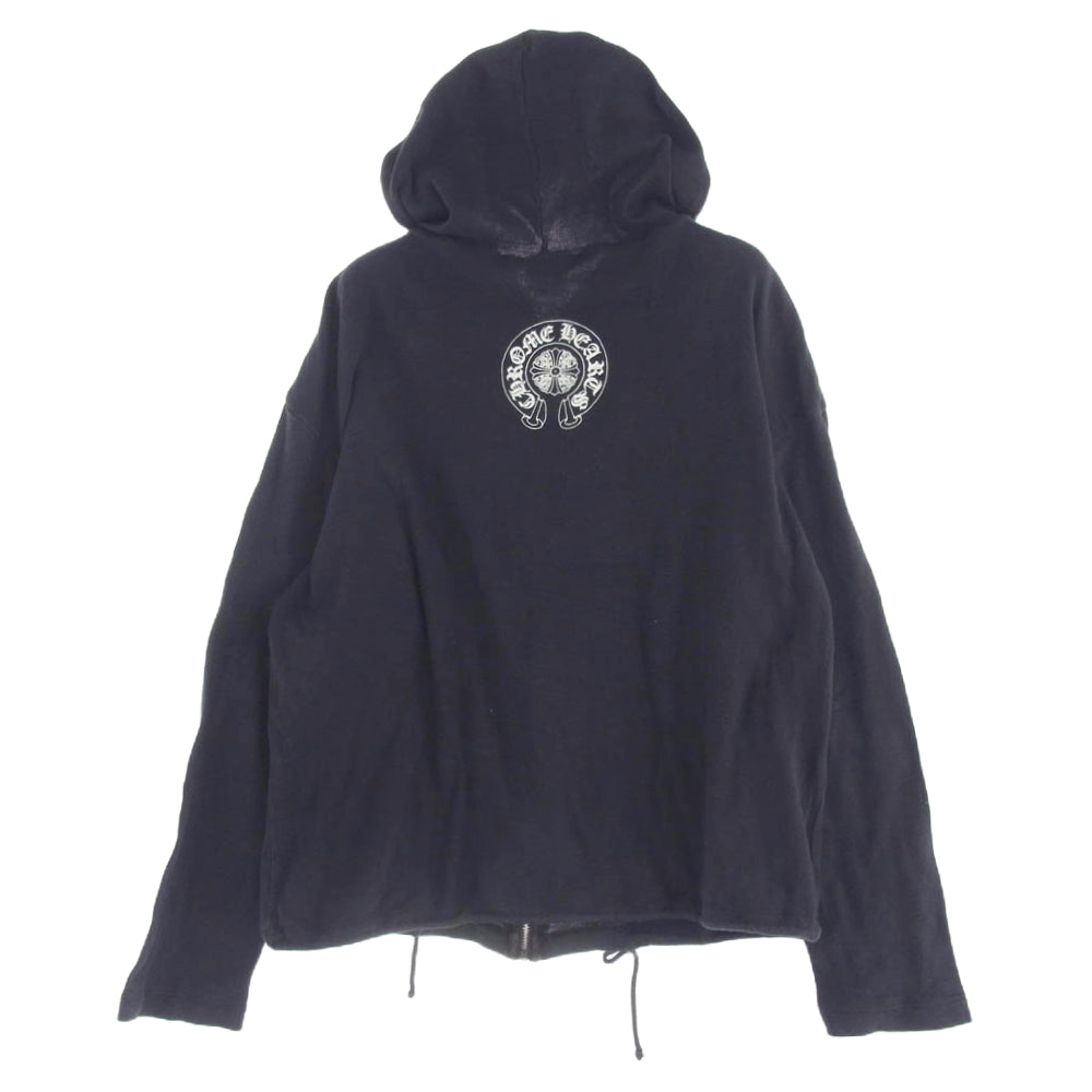 CHROME HEARTS クロムハーツ（原本無） ダガー ジップ ホースシュー バックプリント フルジップ パーカー ネイビー系 M【中古】