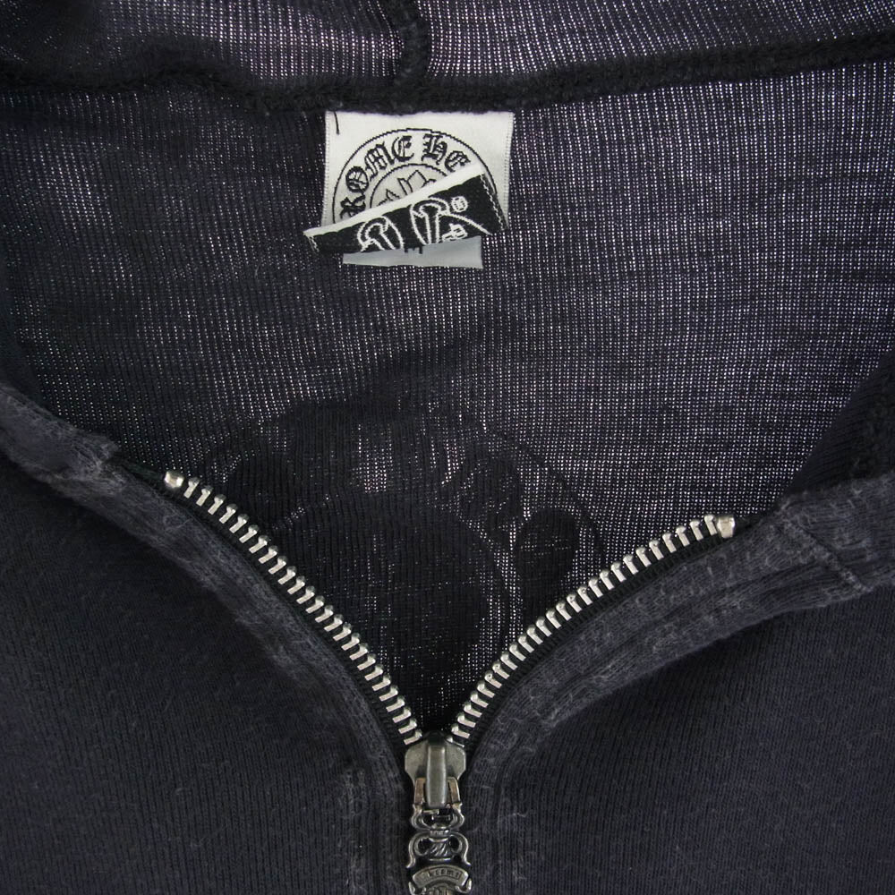 CHROME HEARTS クロムハーツ（原本無） ダガー ジップ ホースシュー バックプリント フルジップ パーカー ネイビー系 M【中古】