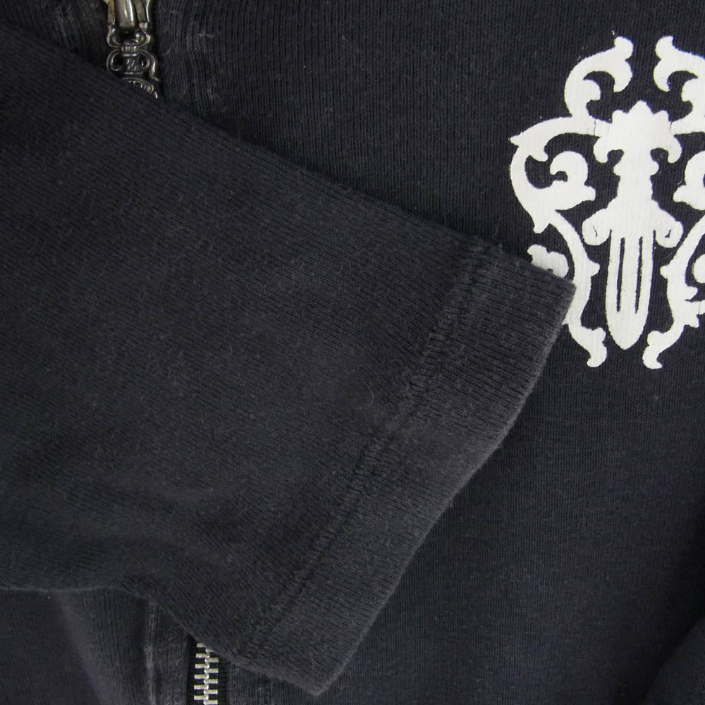 CHROME HEARTS クロムハーツ（原本無） ダガー ジップ ホースシュー バックプリント フルジップ パーカー ネイビー系 M【中古】