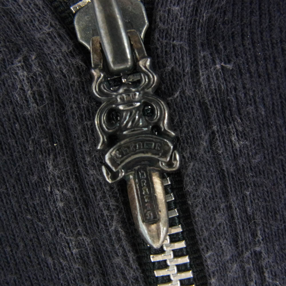 CHROME HEARTS クロムハーツ（原本無） ダガー ジップ ホースシュー バックプリント フルジップ パーカー ネイビー系 M【中古】