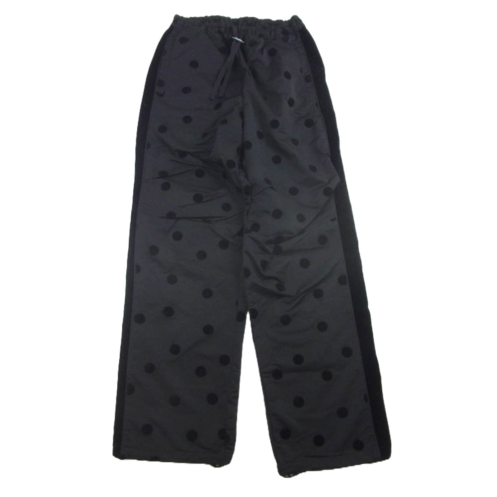 エッセンシャル DOUBLE STANDARD CLOTHING ダブルスタンダードクロージング ドット柄フロッキープリント サイドライン ベロア切替 ジョガー パンツ ブラック系 38【中古】