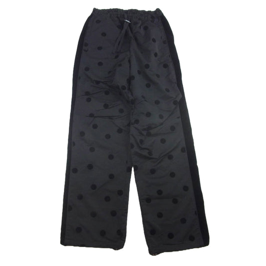 エッセンシャル DOUBLE STANDARD CLOTHING ダブルスタンダードクロージング ドット柄フロッキープリント サイドライン ベロア切替 ジョガー パンツ ブラック系 38【中古】
