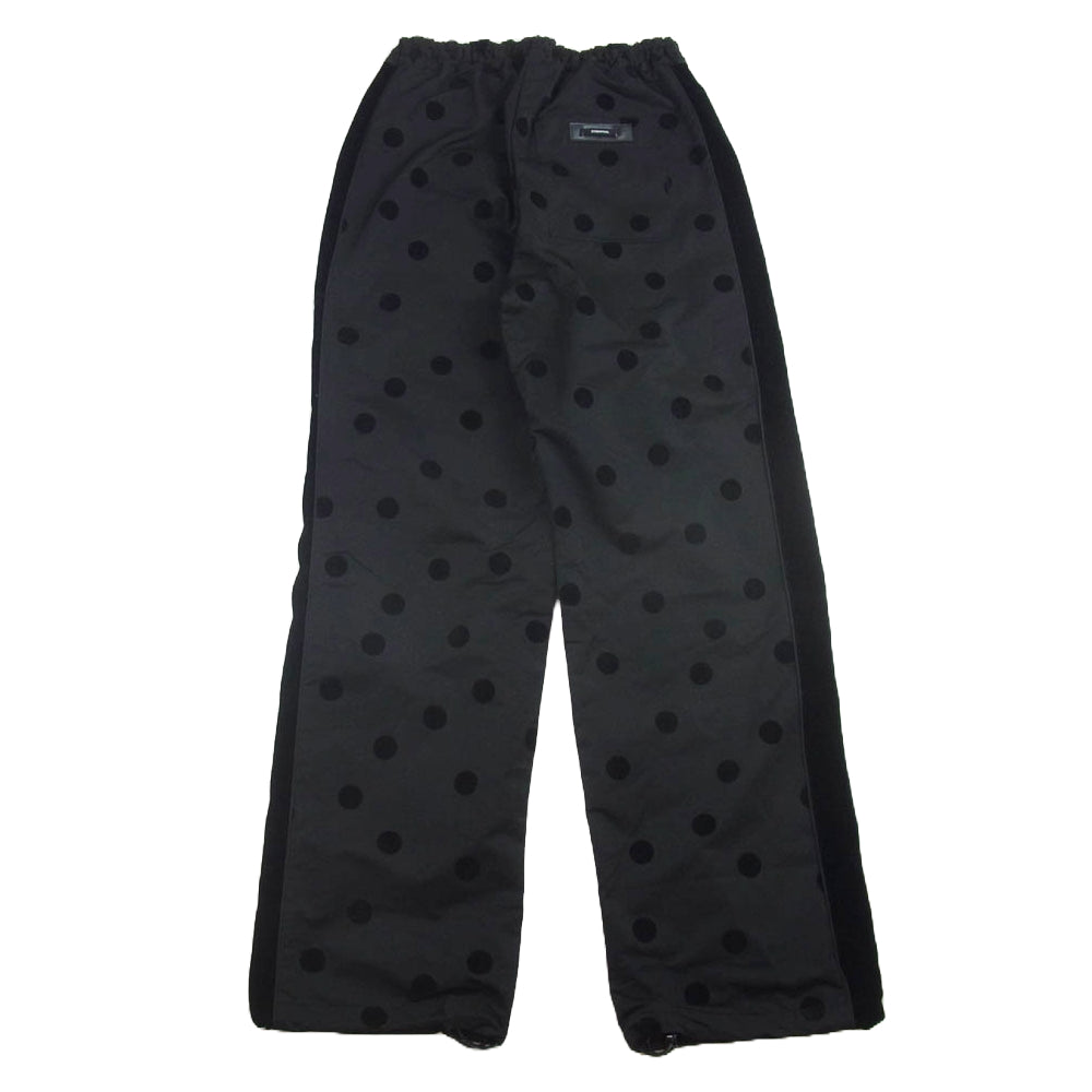 エッセンシャル DOUBLE STANDARD CLOTHING ダブルスタンダードクロージング ドット柄フロッキープリント サイドライン ベロア切替 ジョガー パンツ ブラック系 38【中古】