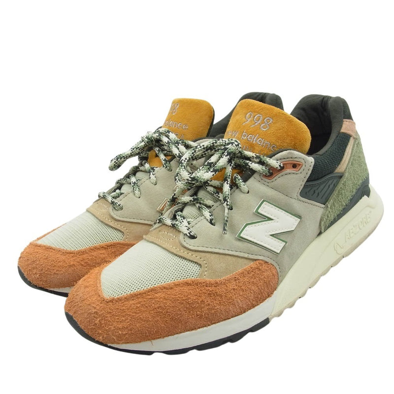 NEW BALANCE ニューバランス U998KT1 KITH Frank Lloyd Wright キス スエード ローカット スニーカー グリーン系 オレンジ系 28.5cm【中古】