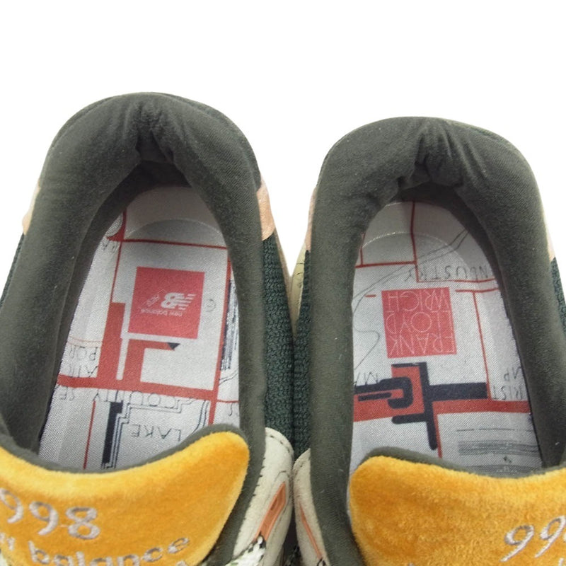 NEW BALANCE ニューバランス U998KT1 KITH Frank Lloyd Wright キス スエード ローカット スニーカー グリーン系 オレンジ系 28.5cm【中古】