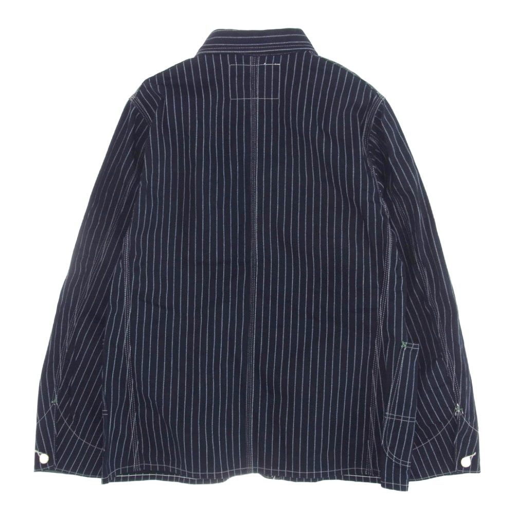 SUGAR CANE シュガーケーン SC15658 9oz. WABASH STRIPE WORK COAT ウォバッシュストライプ カバーオール ジャケット ネイビー系 38【美品】【中古】