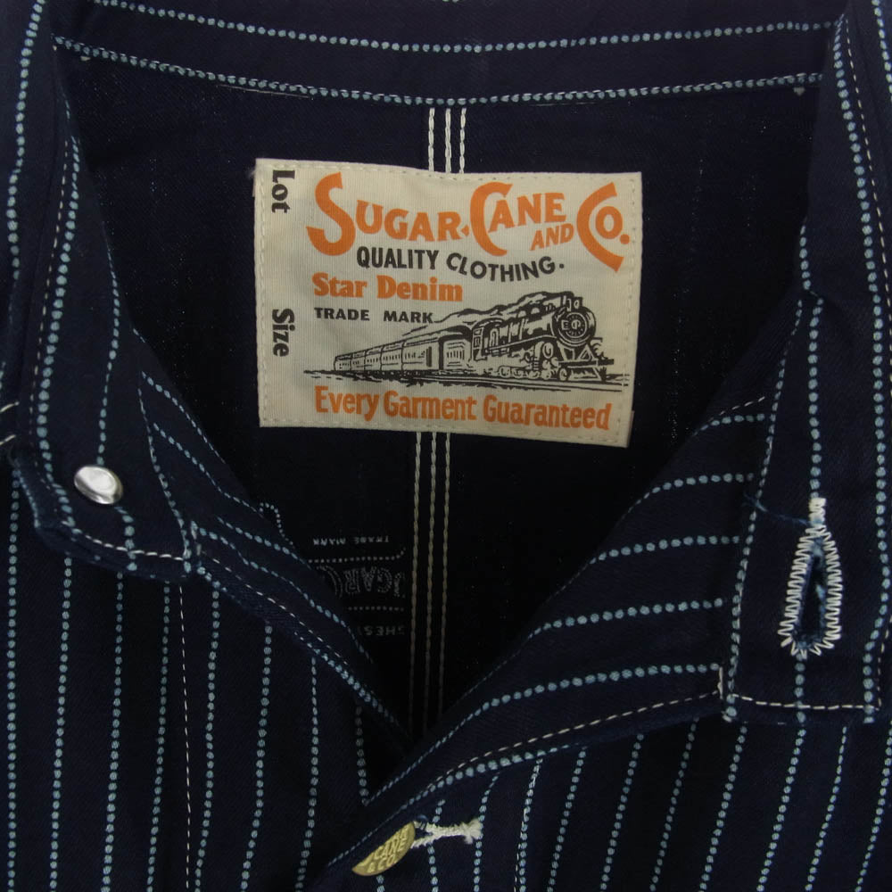 SUGAR CANE シュガーケーン SC15658 9oz. WABASH STRIPE WORK COAT ウォバッシュストライプ カバーオール ジャケット ネイビー系 38【美品】【中古】