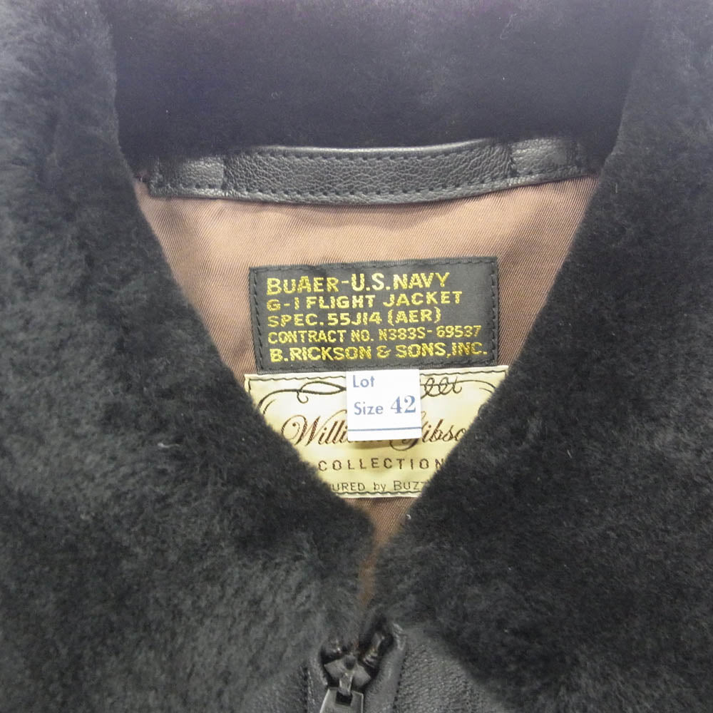 Buzz Rickson's バズリクソンズ BR80597 WILLIAM GIBSON COLLECTION Type BLACK G-1 ウィリアム ギブソン レザー フライト ジャケット ブラック系 42【極上美品】【中古】
