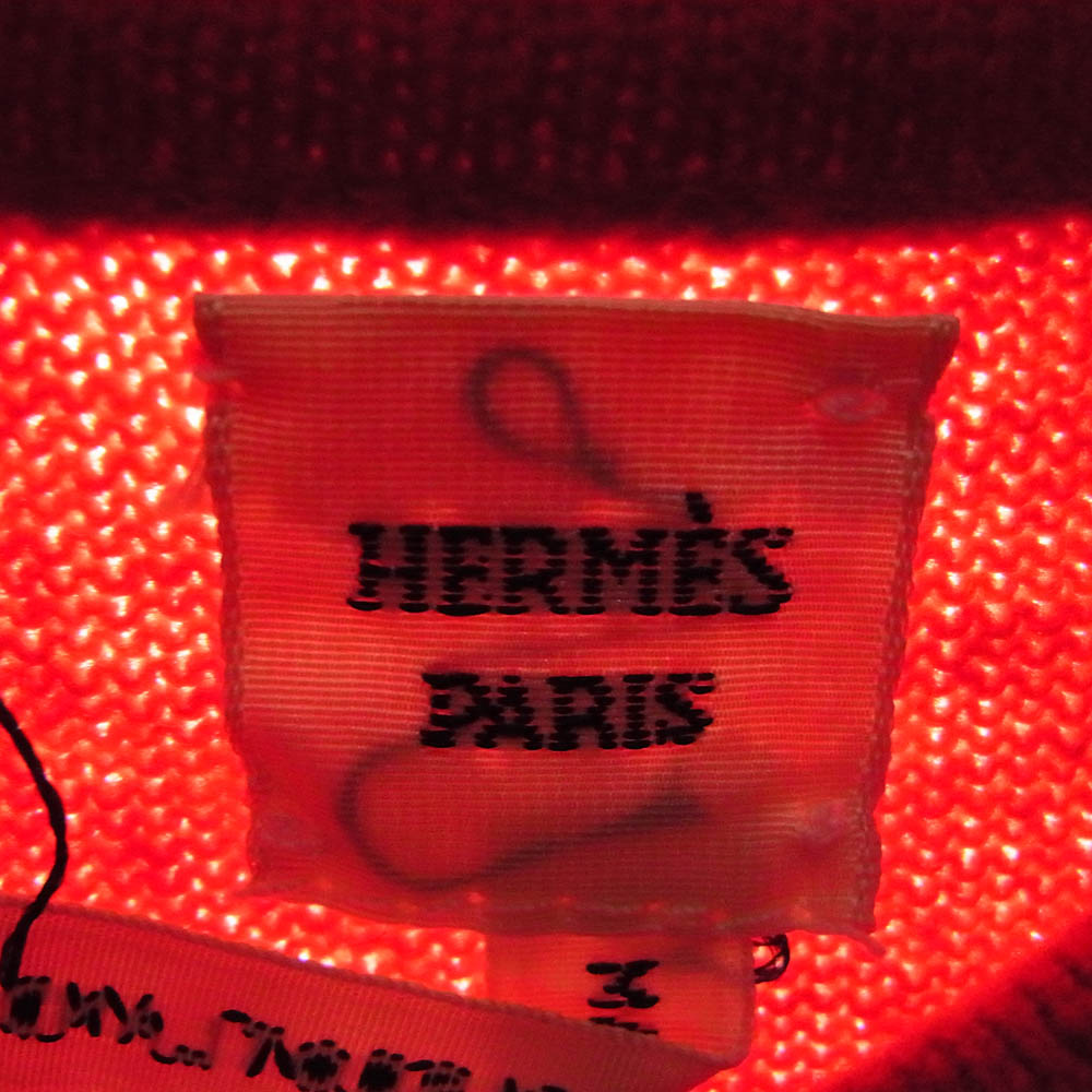 HERMES エルメス スコットランド製 カシミヤ 100% スコットランド カシミヤ チャーム付 ノースリーブ ハイネック ニット レッド系 S【中古】