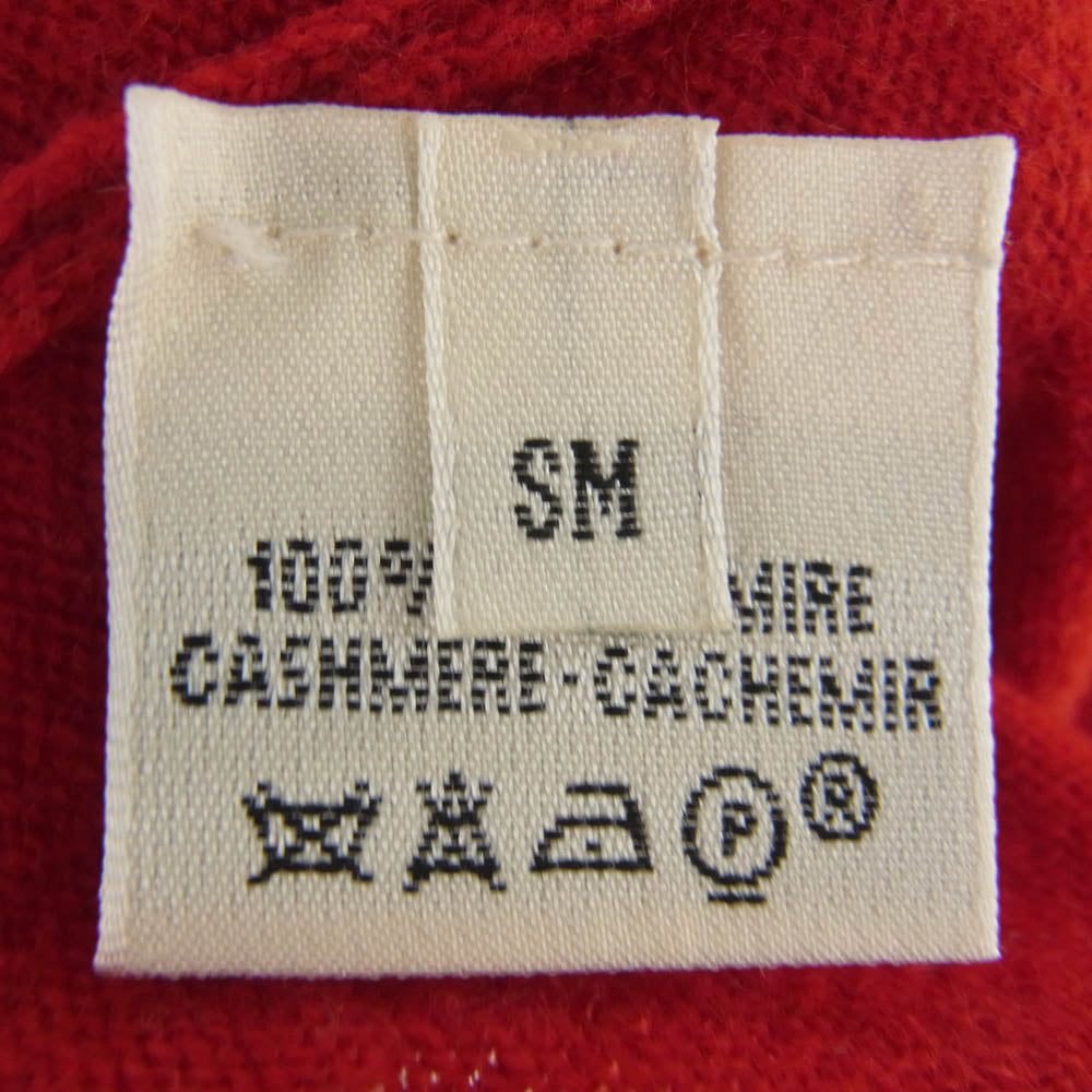 HERMES エルメス スコットランド製 カシミヤ 100% スコットランド カシミヤ チャーム付 ノースリーブ ハイネック ニット レッド系 S【中古】