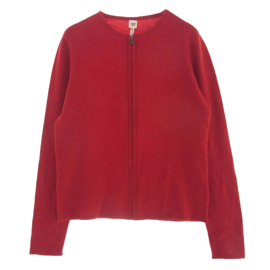 HERMES エルメス スコットランド製 カシミヤ 100% カデナ チャーム付 ジップ ニット レッド系 S【中古】