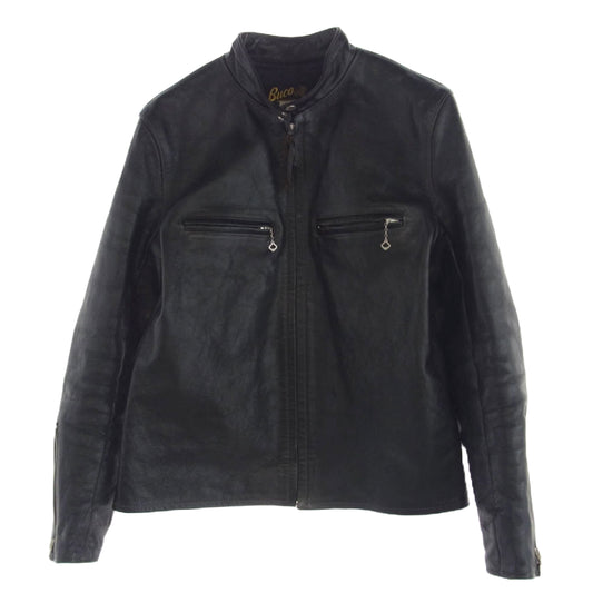 The REAL McCOY'S ザリアルマッコイズ J-100 BUCO ブコ SINGLE RIDER S JACKET 茶芯 シングル ライダース レザー ジャケット ブラック系 38【中古】