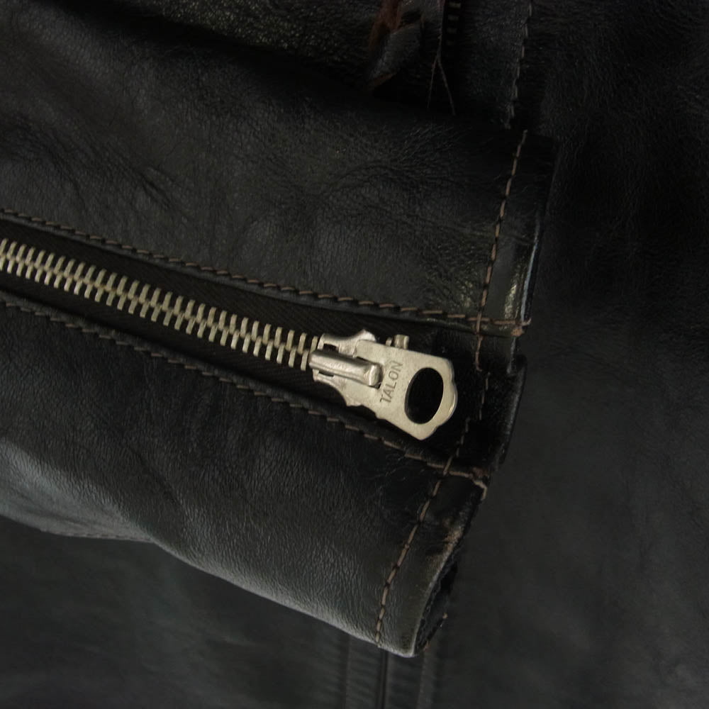 The REAL McCOY'S ザリアルマッコイズ J-100 BUCO ブコ SINGLE RIDER S JACKET 茶芯 シングル ライダース レザー ジャケット ブラック系 38【中古】