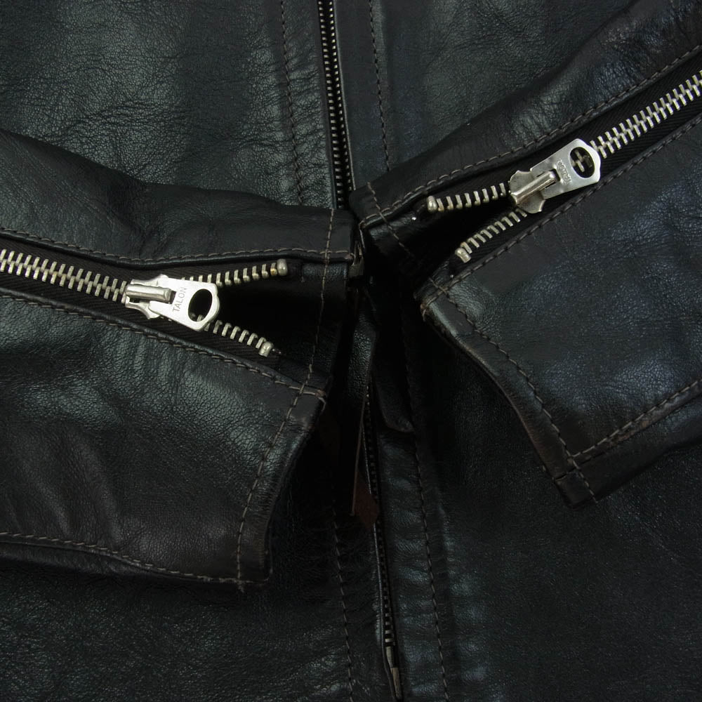 The REAL McCOY'S ザリアルマッコイズ J-100 BUCO ブコ SINGLE RIDER S JACKET 茶芯 シングル ライダース レザー ジャケット ブラック系 38【中古】