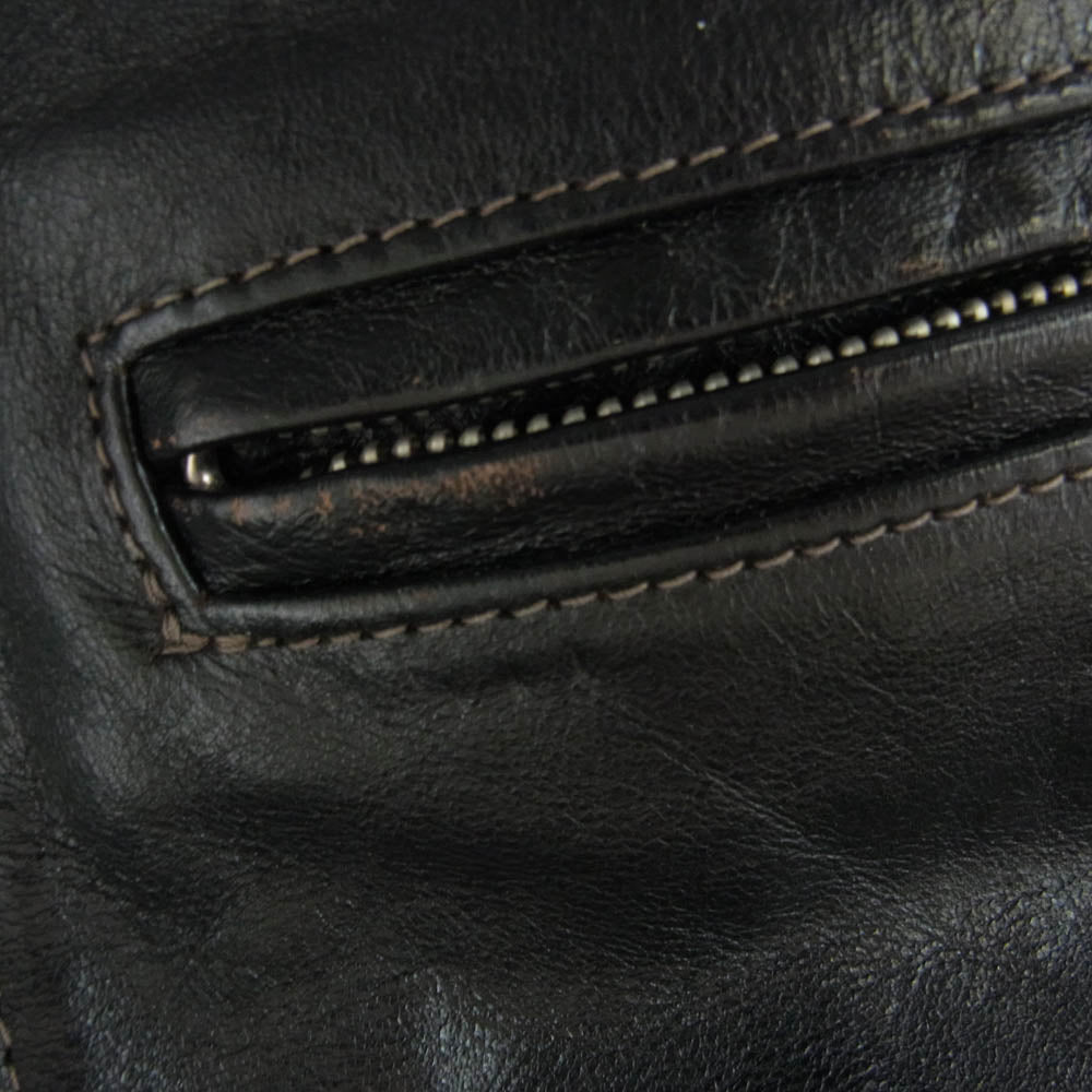 The REAL McCOY'S ザリアルマッコイズ J-100 BUCO ブコ SINGLE RIDER S JACKET 茶芯 シングル ライダース レザー ジャケット ブラック系 38【中古】