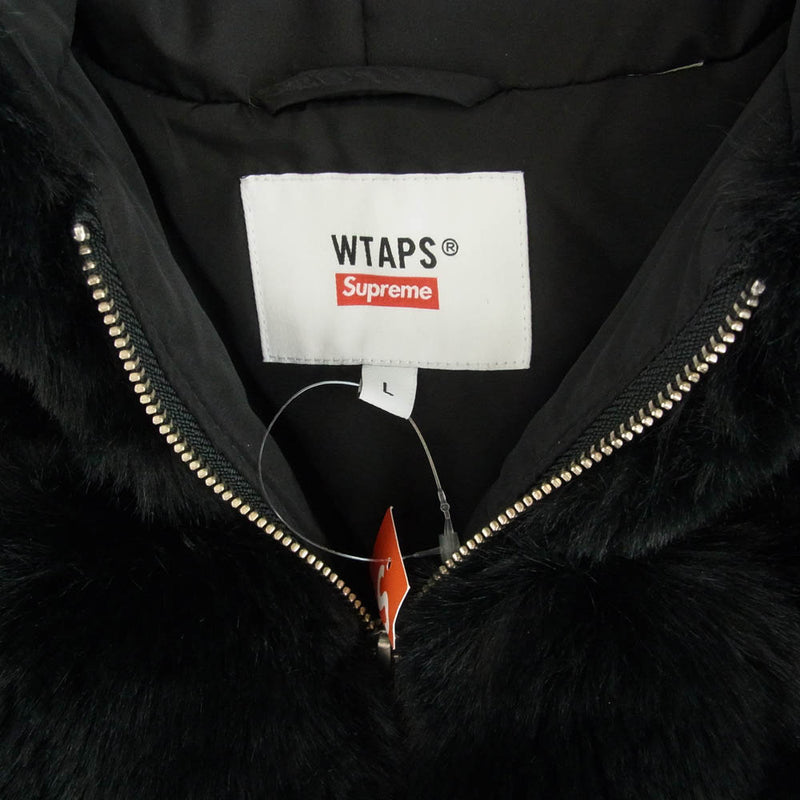 Supreme シュプリーム 21AW × WTAPS ダブルタップス Faux Fur Hooded Jacket フェイクファー フーデッド ジャケット ブラック系 L【極上美品】【中古】