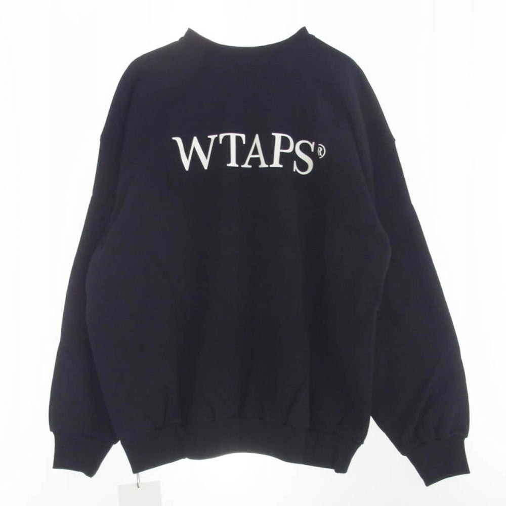 WTAPS ダブルタップス 22AW 222ATDT-CPM02S LOCKS SWEATER COTTON ロゴ プリント クルーネック スウェット ブラック系 3【中古】
