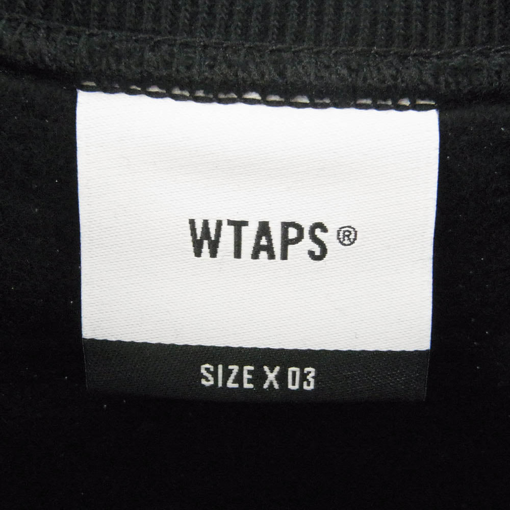 WTAPS ダブルタップス 22AW 222ATDT-CPM02S LOCKS SWEATER COTTON ロゴ プリント クルーネック スウェット ブラック系 3【中古】