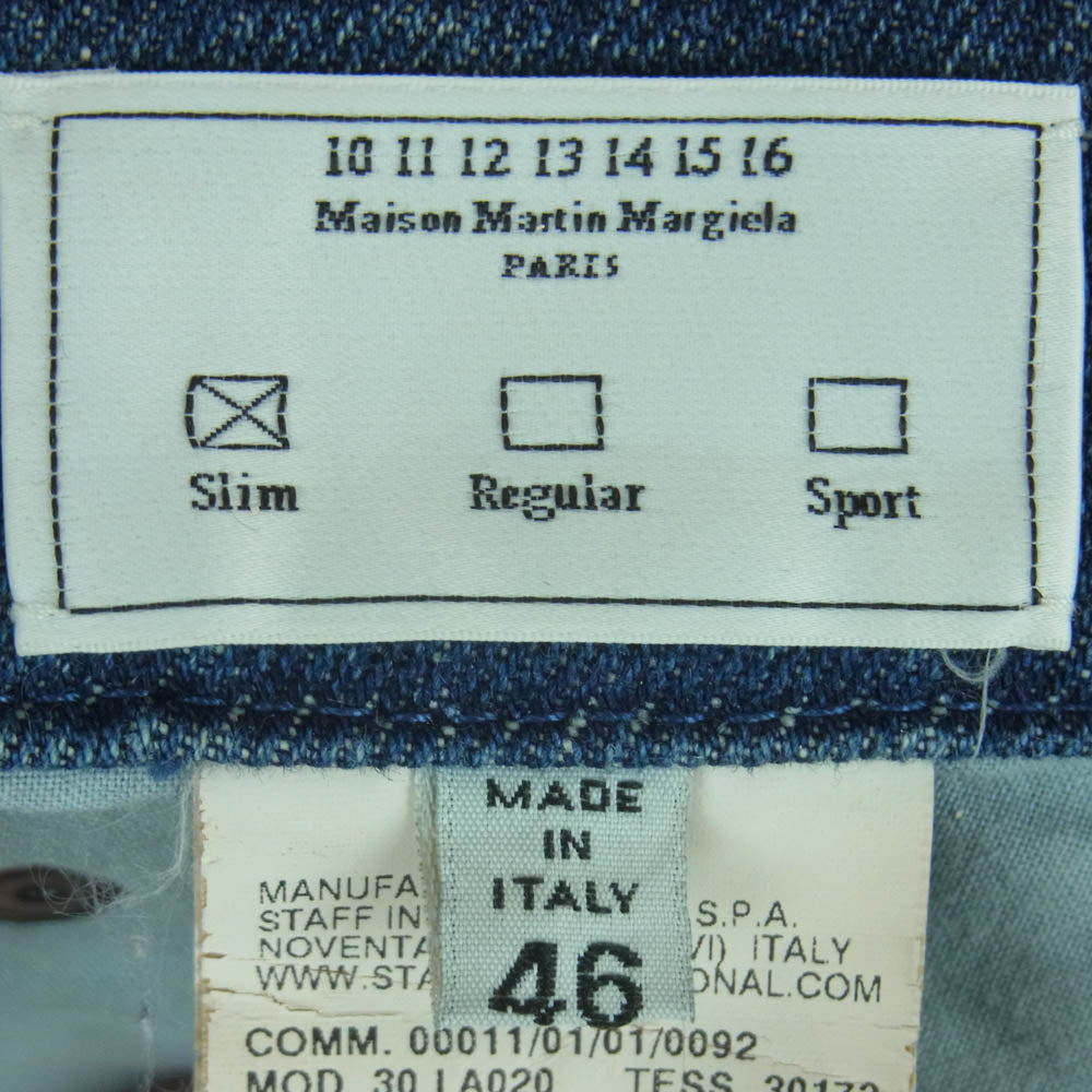 MAISON MARTIN MARGIELA メゾンマルタンマルジェラ 09AW 30 LA020 10ライン ここのえタグ 四つタグ ベロアコート デニム パンツ インディゴブルー系 46【中古】