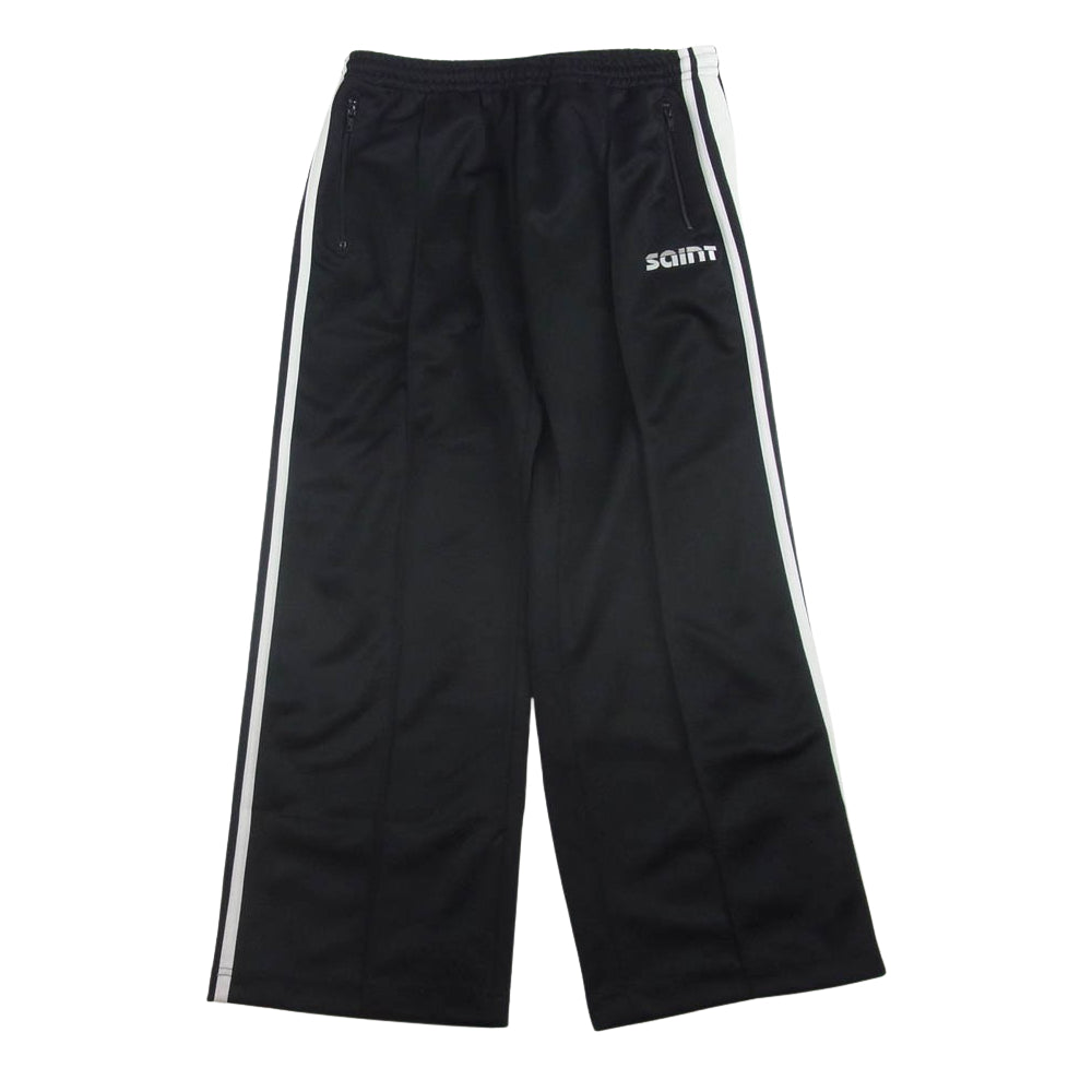 SAINT MICHAEL セントマイケル 24AW SM-YS1-0000-074 TRACK PANTS トラックパンツ ロゴ刺繍 ジャージ サイドライン ブラック系 L【中古】