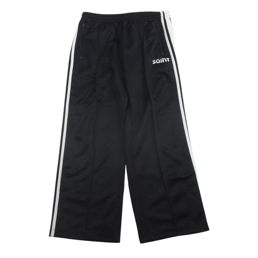 SAINT MICHAEL セントマイケル 24AW SM-YS1-0000-074 TRACK PANTS トラックパンツ ロゴ刺繍 ジャージ サイドライン ブラック系 L【中古】