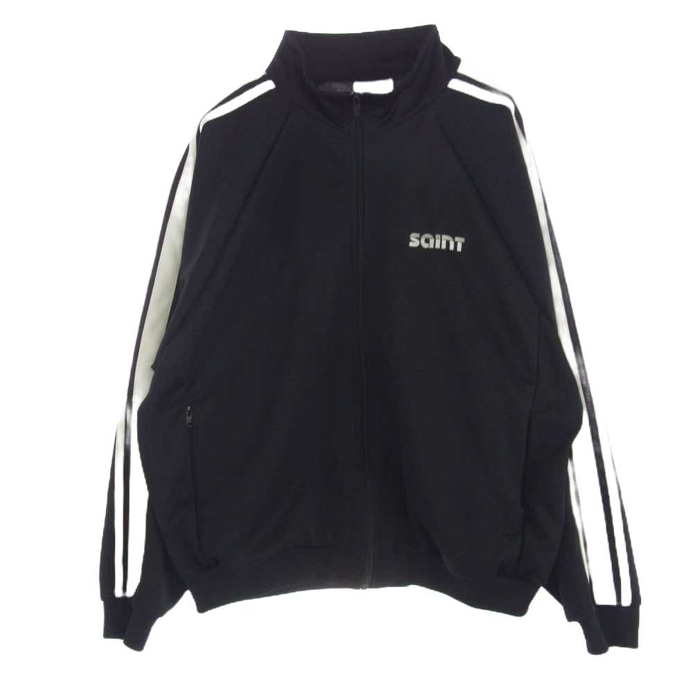 SAINT MICHAEL セントマイケル 24AW SM-YS1-0000-072 TRACK JACKET トラックジャケット ロゴ刺繍 ジャージ ジップアップ ブラック系 L【中古】
